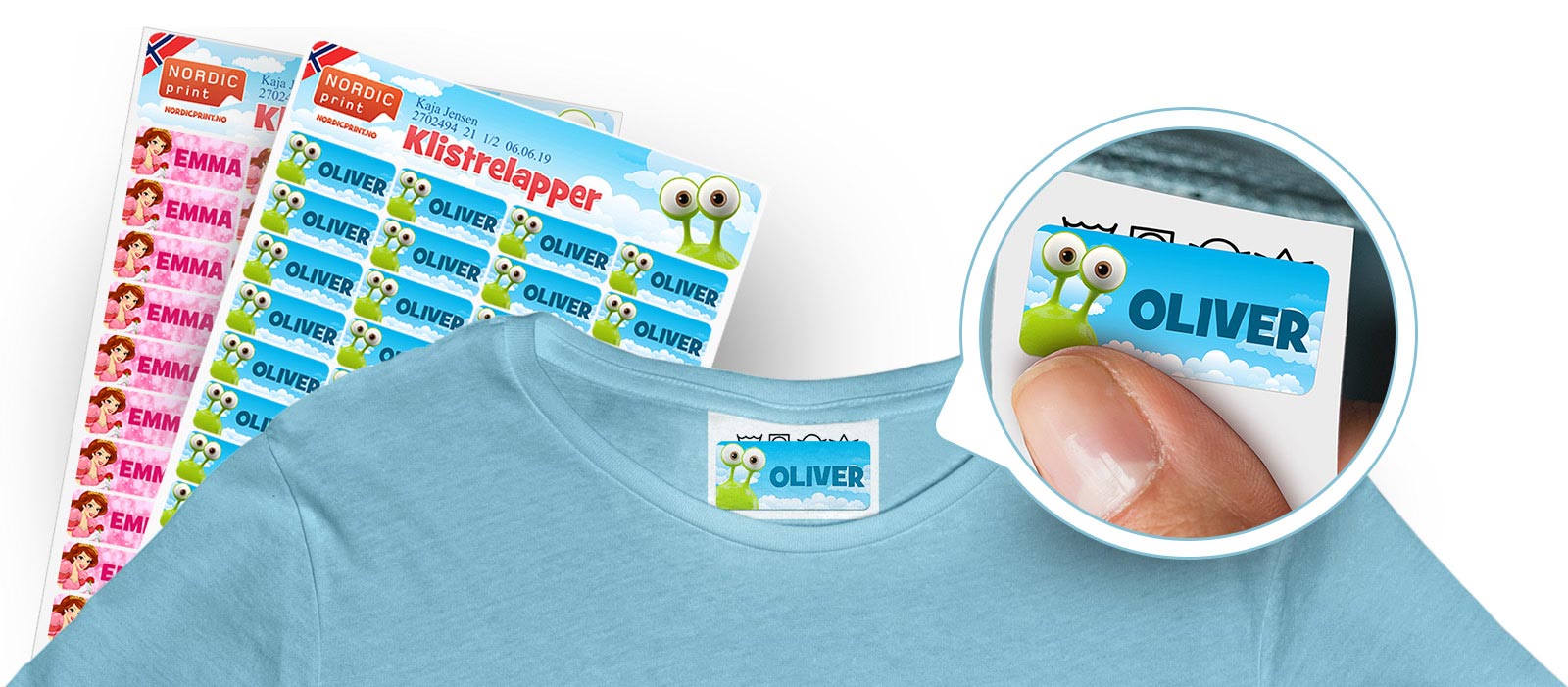 Nordic print Navnelapper | 140 strykefrie klistrelapper for klær og