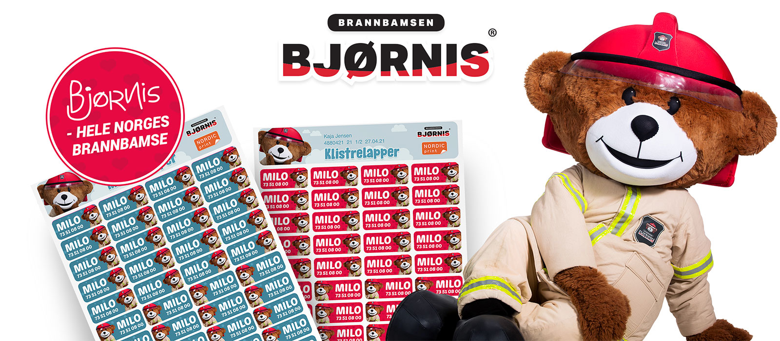 Bjørnis navnelapper fra Nordic print i seks unike og kule design